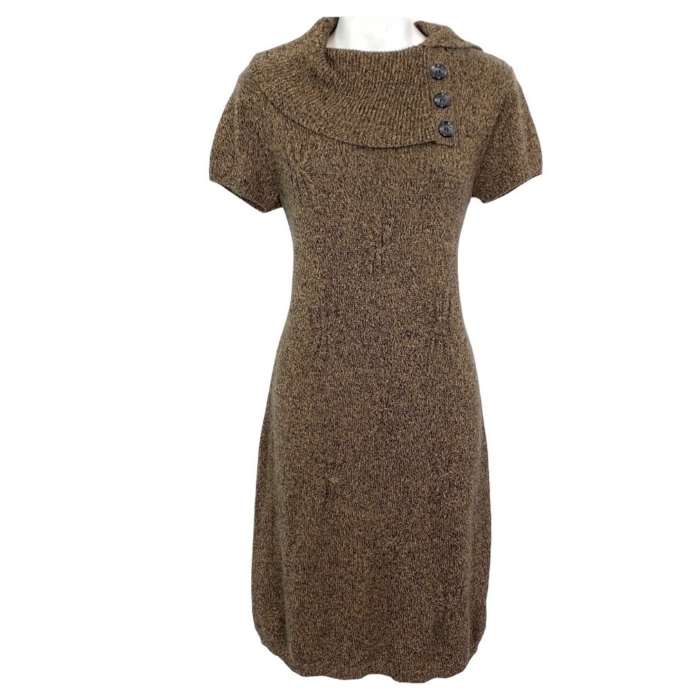 Jones Wear Brown Sweater Short Sleeve Knit Dress L